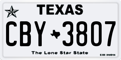 TX license plate CBY3807