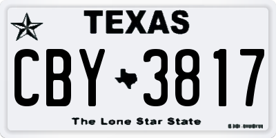 TX license plate CBY3817