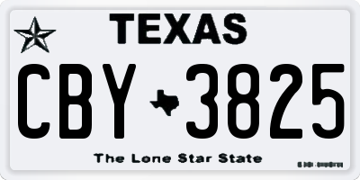 TX license plate CBY3825