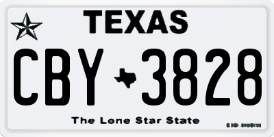 TX license plate CBY3828
