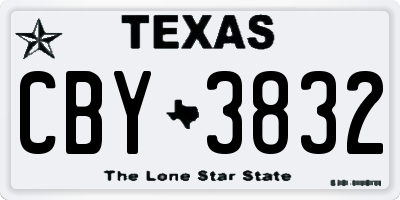 TX license plate CBY3832