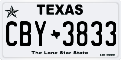TX license plate CBY3833