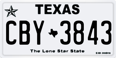 TX license plate CBY3843