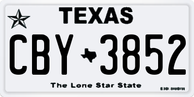TX license plate CBY3852
