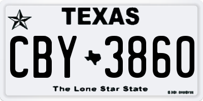 TX license plate CBY3860