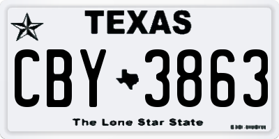 TX license plate CBY3863