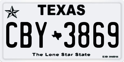TX license plate CBY3869