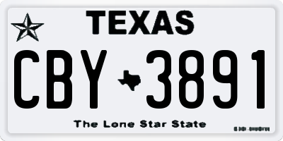 TX license plate CBY3891