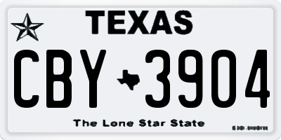 TX license plate CBY3904