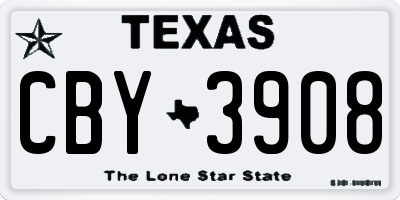 TX license plate CBY3908
