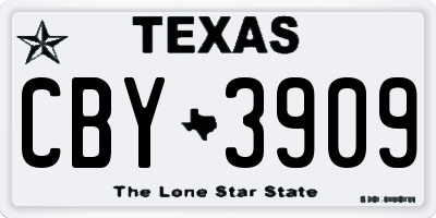 TX license plate CBY3909