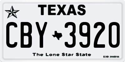 TX license plate CBY3920
