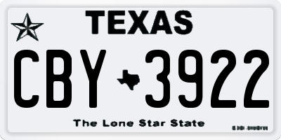 TX license plate CBY3922