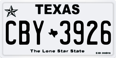 TX license plate CBY3926