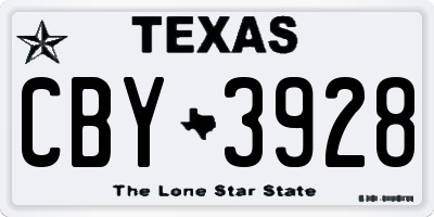TX license plate CBY3928