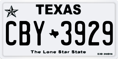 TX license plate CBY3929