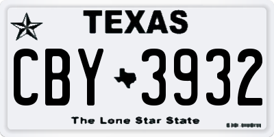 TX license plate CBY3932
