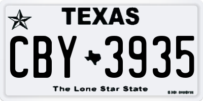 TX license plate CBY3935