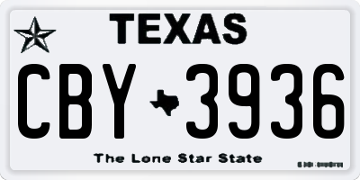TX license plate CBY3936