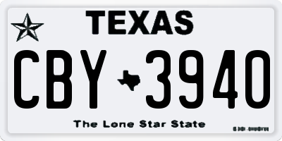 TX license plate CBY3940