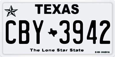 TX license plate CBY3942