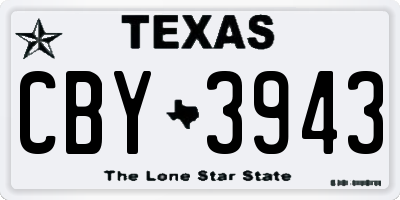 TX license plate CBY3943