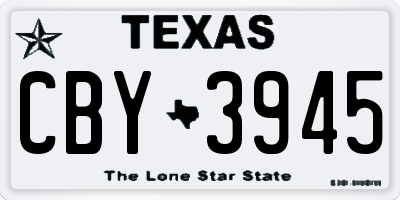 TX license plate CBY3945