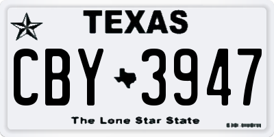 TX license plate CBY3947