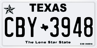 TX license plate CBY3948