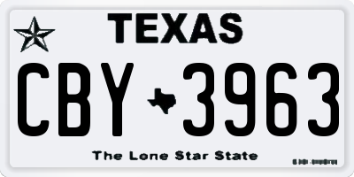TX license plate CBY3963