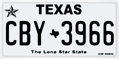 TX license plate CBY3966