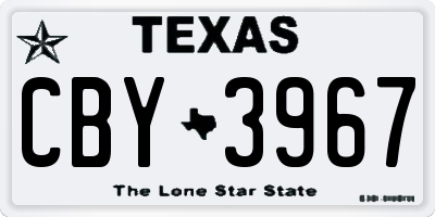 TX license plate CBY3967