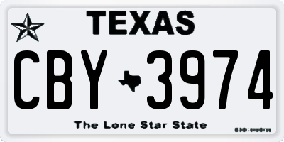 TX license plate CBY3974