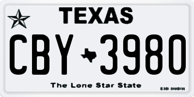TX license plate CBY3980