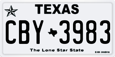 TX license plate CBY3983
