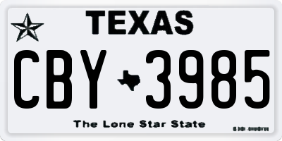 TX license plate CBY3985
