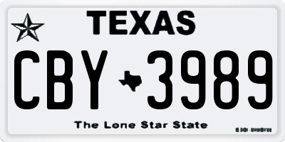 TX license plate CBY3989