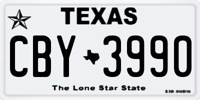 TX license plate CBY3990