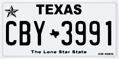 TX license plate CBY3991