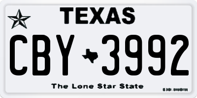 TX license plate CBY3992