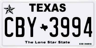 TX license plate CBY3994