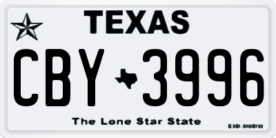 TX license plate CBY3996