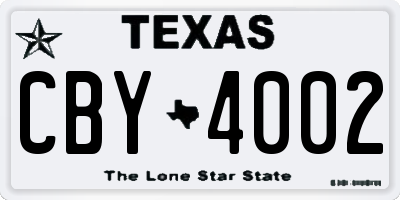TX license plate CBY4002