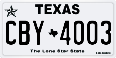 TX license plate CBY4003