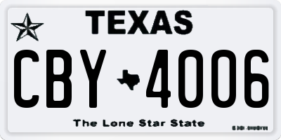 TX license plate CBY4006