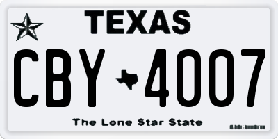 TX license plate CBY4007
