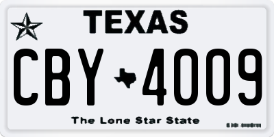 TX license plate CBY4009