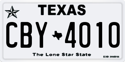 TX license plate CBY4010