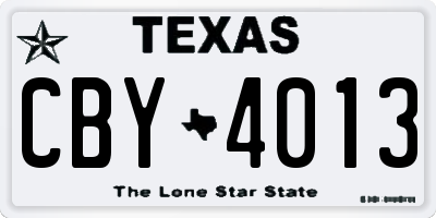 TX license plate CBY4013