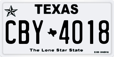TX license plate CBY4018
